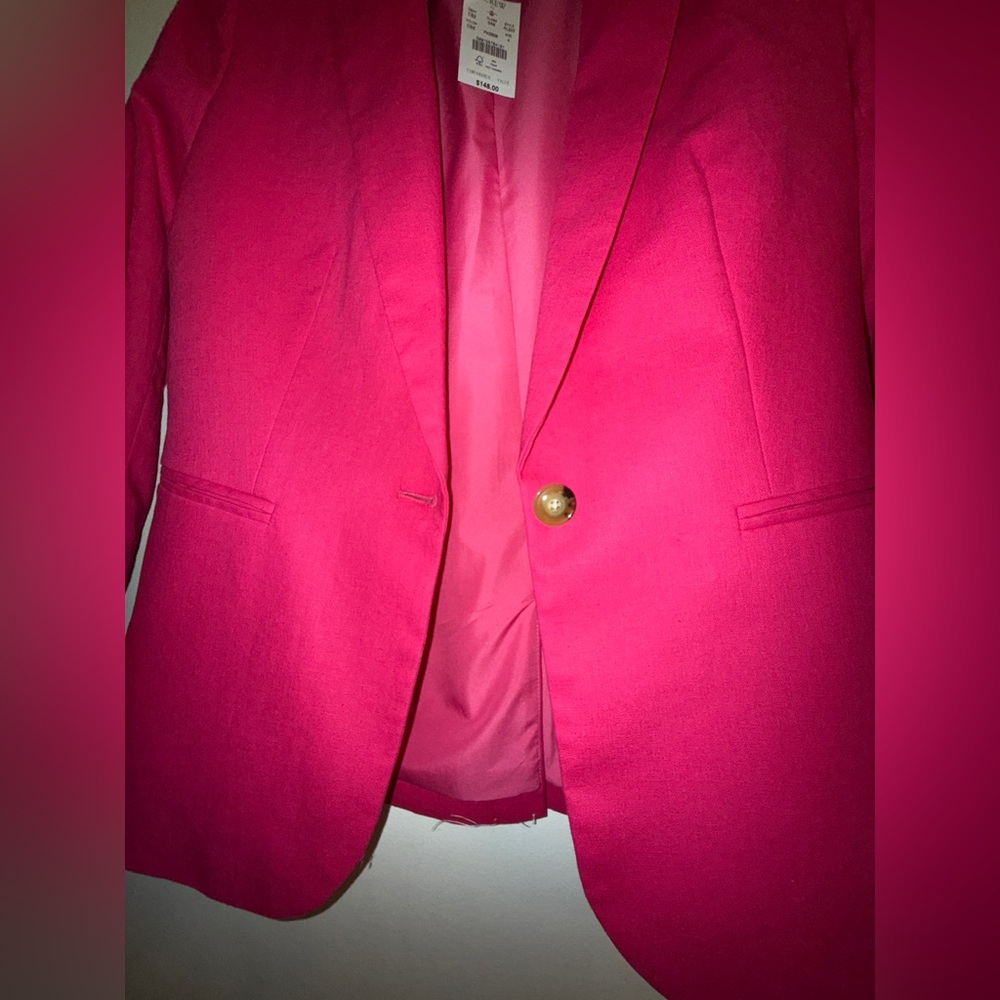 J CREW Holland Linen Cotton Blend One Button Pink Blazer SIZE: 4 - Picture 6 of 11